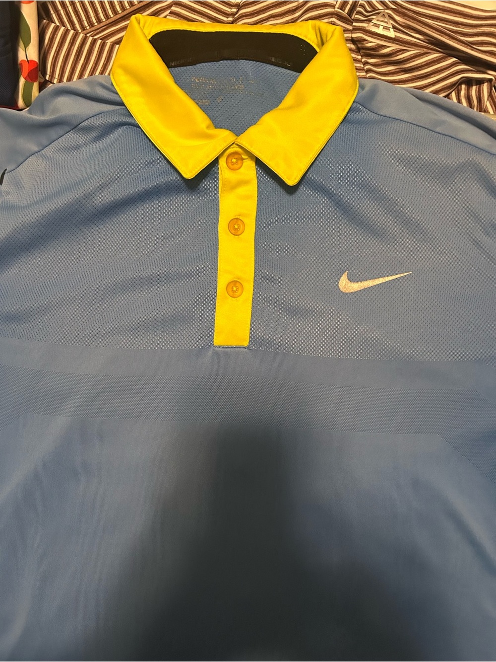 Nike Men’s Sky Blue Polo with Yellow Contrast Collar